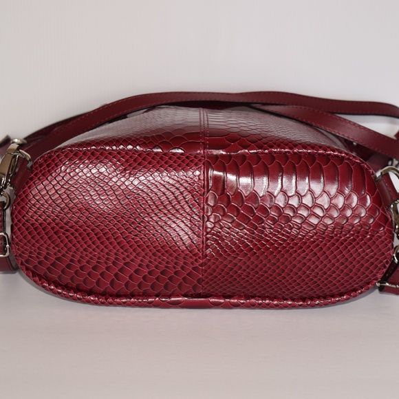 New Gianni Conti Vera Pelle Red Leather Convertible Shoulder Bag Backpack - Picture 8 of 12